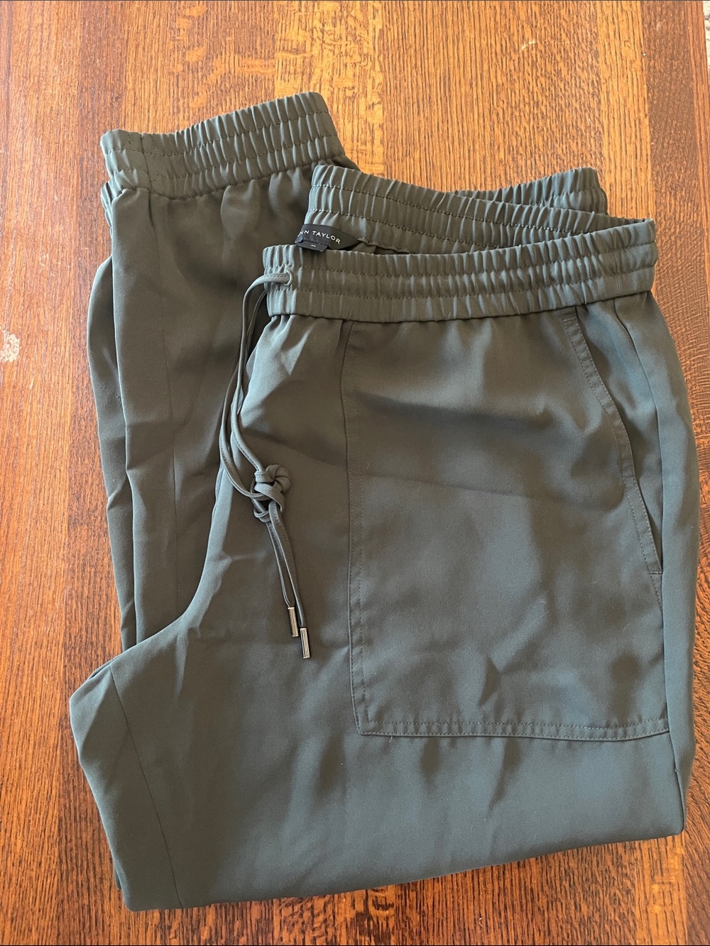 Ann Taylor Olive Green Drawstring Joggers
